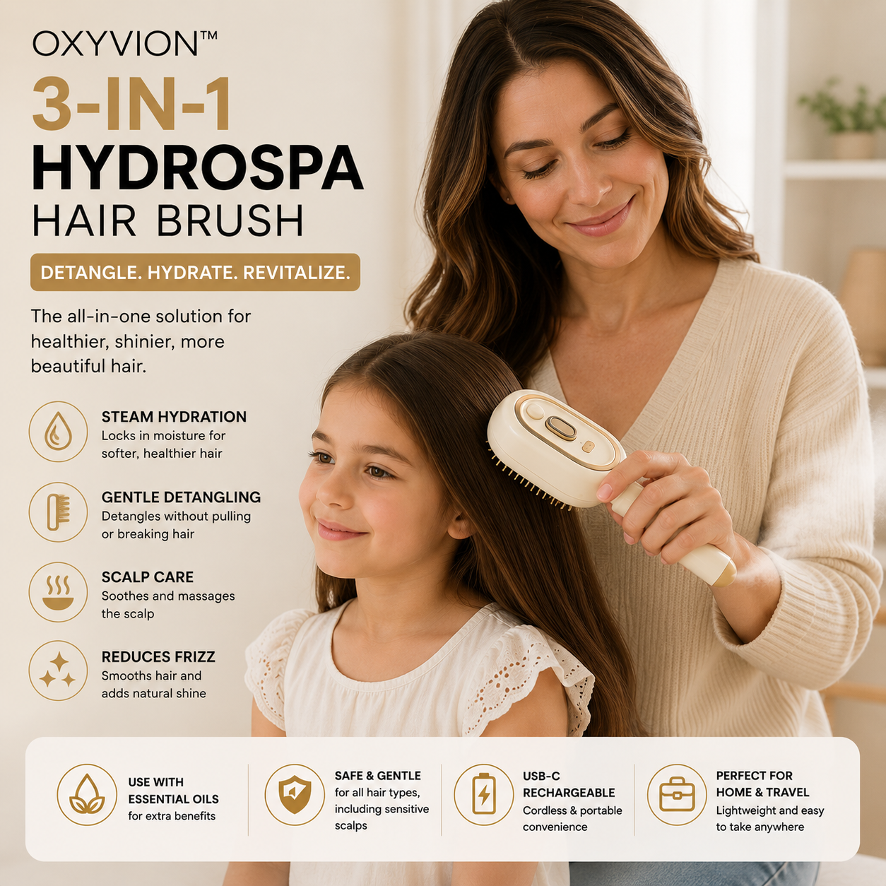 Oxyvion™ 3-in-1 HydroSpa Hair Brush