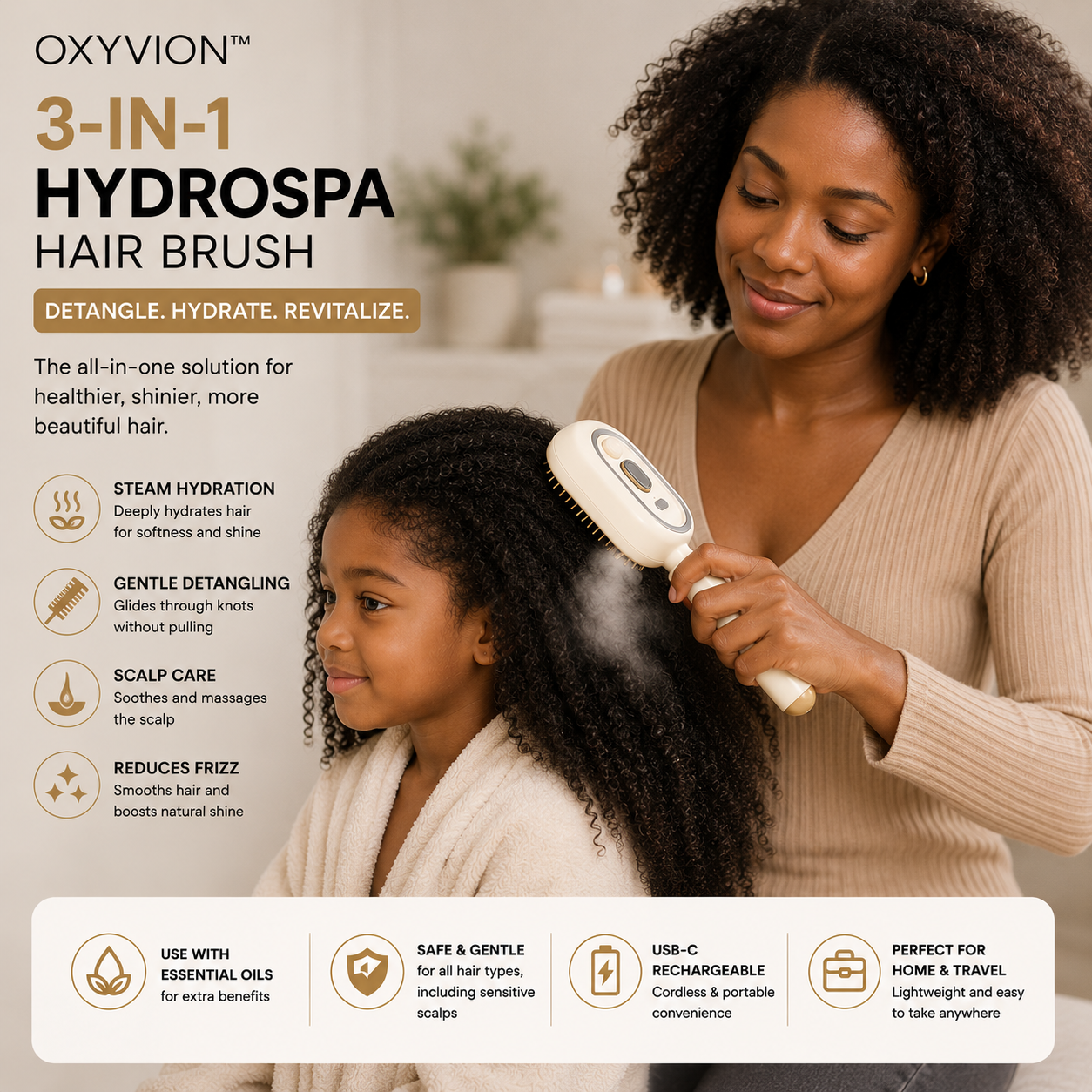Oxyvion™ 3-in-1 HydroSpa Hair Brush